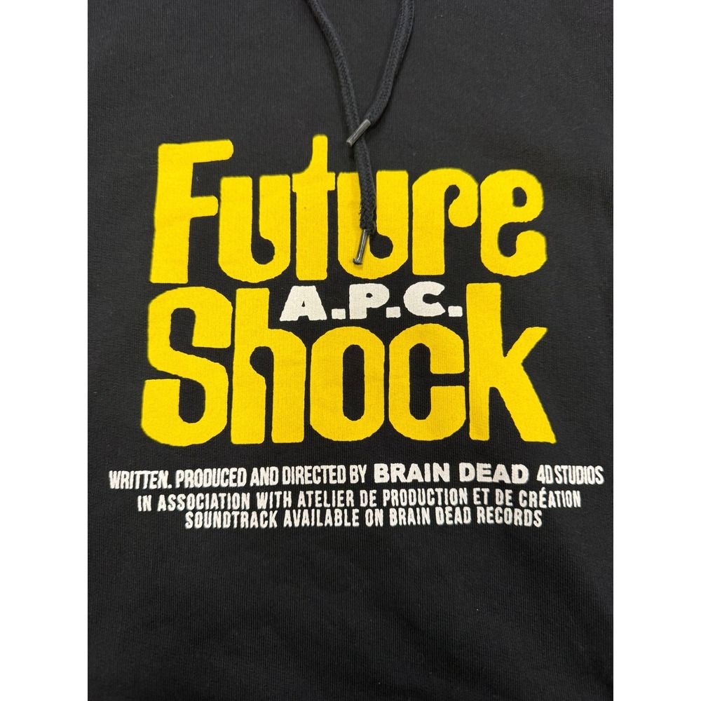 A.P.C. Brain Dead Hoodie Mens L Black Excellent Future Shock Graphic Sweatshirt - Picture 2 of 7